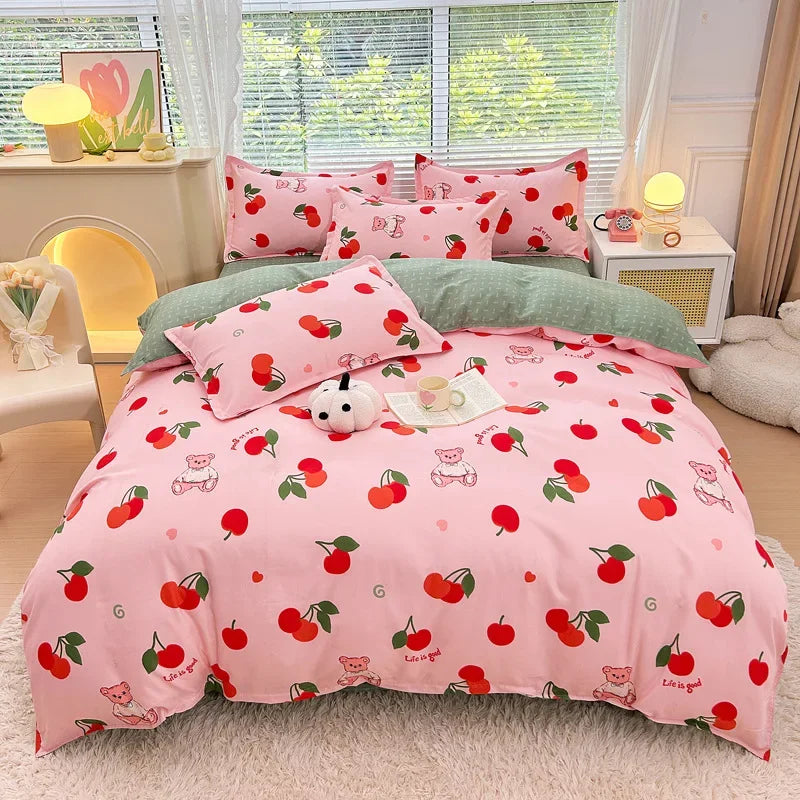 Nordic Thickened Brushed Bedding Sheet Sets Super Soft Skin Friendly Comforter Set Single Double Bed Linens for Four Seasons