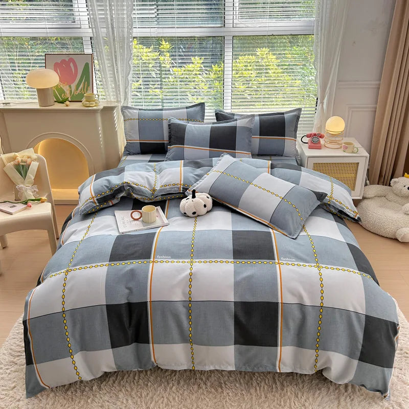 Nordic Thickened Brushed Bedding Sheet Sets Super Soft Skin Friendly Comforter Set Single Double Bed Linens for Four Seasons