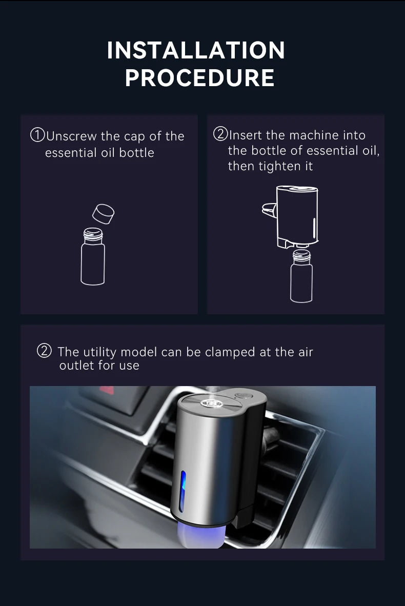 Humidifier Essential Oil Diffuser Smart Car Air Aromatherapy Diffuser, Fragrance Car Air fresheners with Three Adjustable