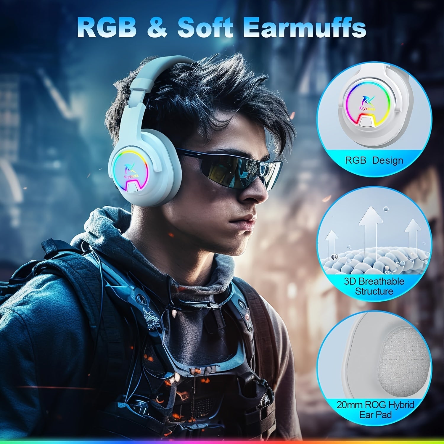 RGB Wireless Gaming Headset for PS FOUR, PS FIVE, PC - 2.4GHz 7.1 Surround Sound, ps five headset wireless BT Gaming Headphone with AI Detachable Noise Canceling Mic, 48-Hr Battery for Laptop, Switch, Mac, wireless gaming hea